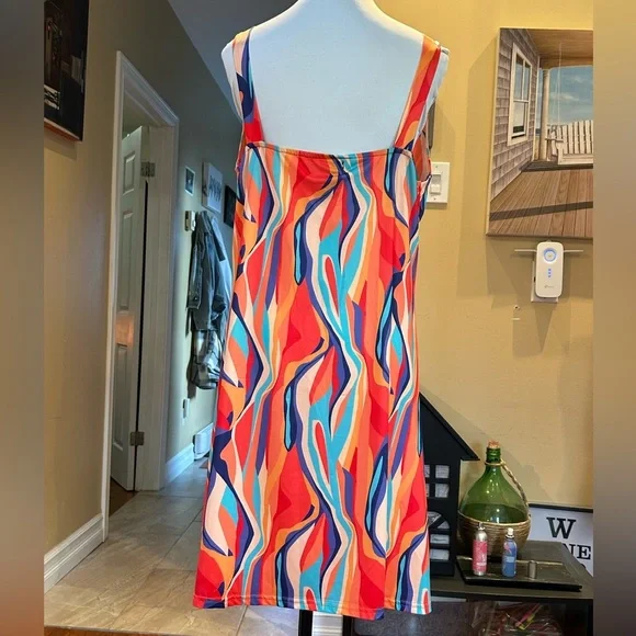 NWT Papillon Colourful Stretchy Sleeveless Grecian Sundress - Size Large - Picture 8 of 9
